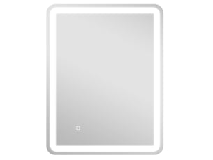 Miroir de salle de bains led 70 x 90 cm argenté en verre trempé, éclairage tactile anti-buée réglable