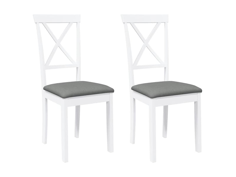  Vidaxl chaises à manger coussins 2 pcs blanc bois massif caoutchouc  - Conforama A