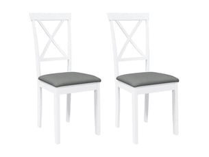 Vidaxl chaises à manger coussins 2 pcs blanc bois massif caoutchouc