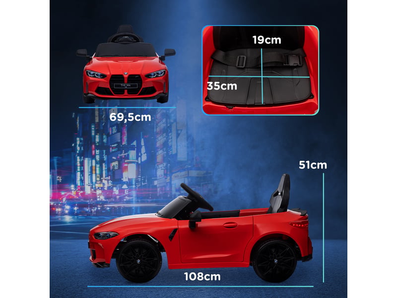  Voiture électrique bmw m4, sonslumières, 3-5 kmh, télécommande, 3-5 ans, rouge.  - Conforama E