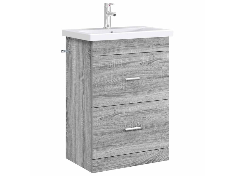  Meuble sous lavabo de salle de bain, commode sonoma gris shl6551  - Conforama C