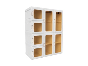 Armoire penderie chambre adulte en matière pp - 104x50x136 cm - 8 portes - structure pliable montage 3min - porte pet transparente - étanche anti‑moisissure - style minimaliste - pour petit appartement, blanc