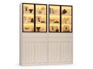 Vitrine coloris blanc 7 étagère(s) WISHDOR - 140 cmx180 cm