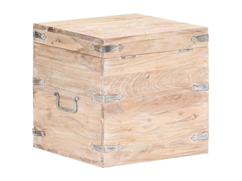  Coffre de rangement 40x40x40 cm bois d'acacia solide shl78719  - Conforama E