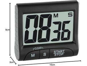 Minuteur et chronomètre numérique, chronomètre électronique pour œufs, avec écran,réveil à temps court, jusqu'à 99 min 59 sec, noir