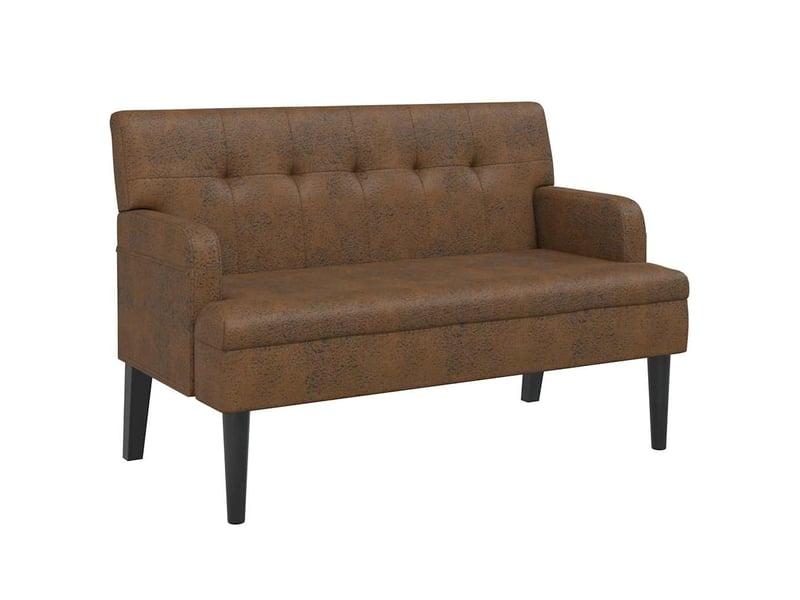 Canapé 2 places avec dossier marron 112x65,5x75 cm similicuir daim - Conforama A