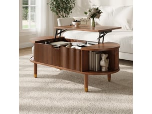 Table basse ovale coloris bois foncé <strong>OKWISH</strong> <strong></strong> - 110 cmx48 cm