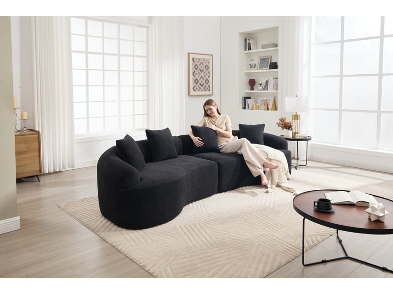  Canapé courbé moderne modulable 4 places en chenille - sans montage requis, gain de place  - Conforama D