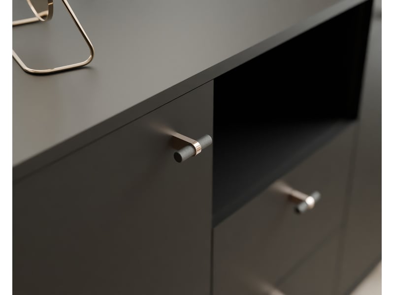  Commode salon sento - commode chambre - 190x40x81 cm - 2 portes et 2 tiroirs - noir SENTO - Conforama C