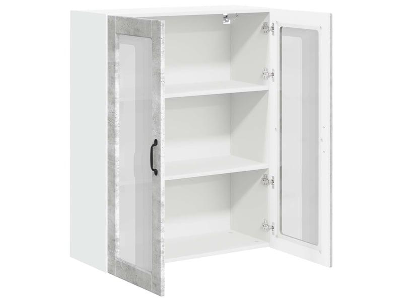  Meuble mural de cuisine, cabinet en verre mural gris béton 80x31x100cm shl3017  - Conforama E