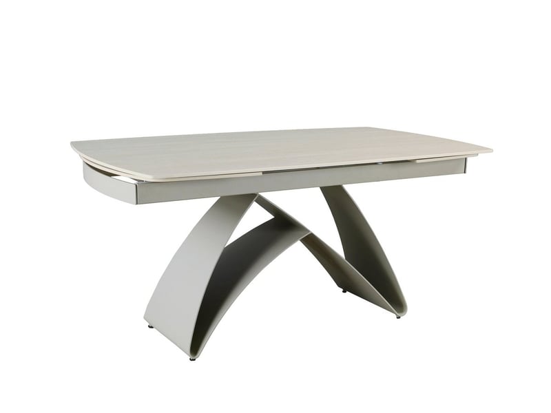  Table à manger extensible en métal beige plateau céramique blanc 160-240 cm paris PARIS-BEI-BLA - Conforama D