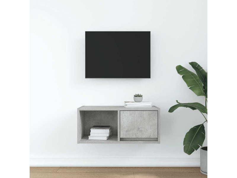  Meuble tv - banc tv - meuble de rangement gris béton 60x31x25,5 cm bois d'ingénierie  - Conforama C