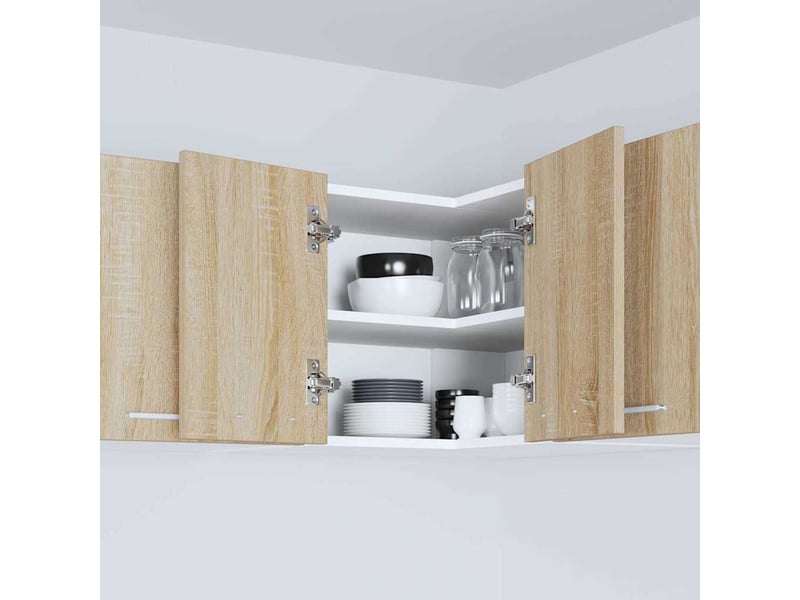 Meuble de rangement cuisine, armoire suspendue chêne sonoma et blanc 57x57x40cm - Conforama D