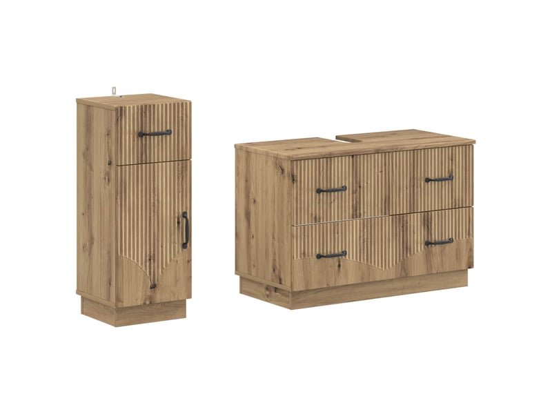  Ensemble de 2 meubles de salle de bain hoorn chêne artisanal cf63182  - Conforama A