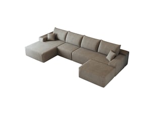 Canapé d'angle, canapé modulable, assise profonde, livré monté, design moderne, 340 cm, pour salon, chambre, camel, appartement