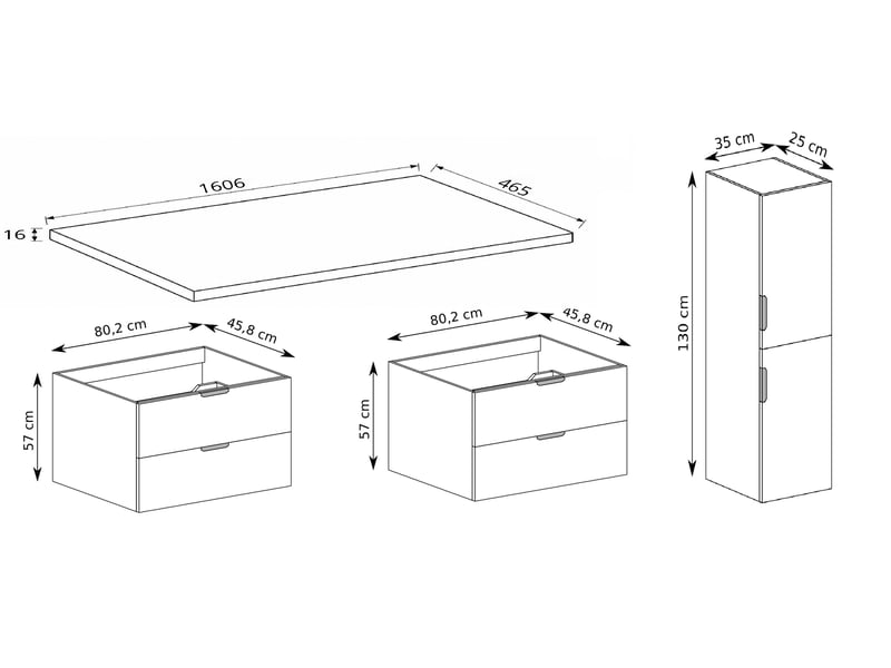 Ensemble double meuble sous vasque avec plan et colonne novo l.160 cm effet chêne hikora - Conforama C