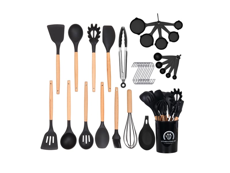  Ensemble d'ustensiles de cuisine en silicone 33 pièces – sans bpa, noir  - Conforama A