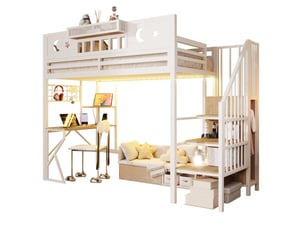 Lit mezzanine 90x200 cm BEAOK coloris blanc