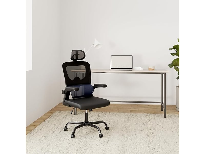  Chaise de bureau ergonomique: fauteuil bureau avec support lombaire en c,dossier et appui-tête réglables,reversible armrest,siege en maille respirante convient à la maison bureau ,lecture,noir  - Conforama B