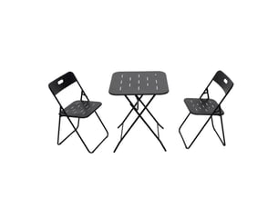 Salon de jardin pliant,60x60x73 cm,3 pièces avec 2 chaises et table,acier,noir