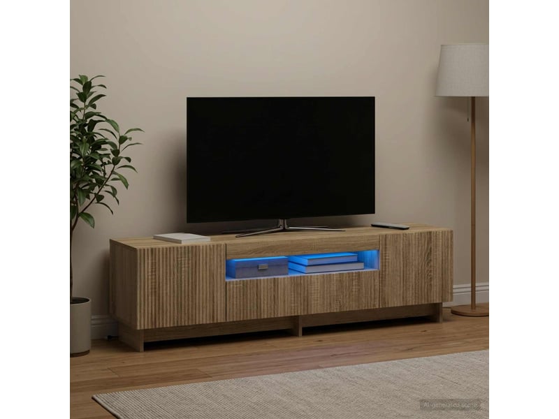 Meuble tv - banc tv - meuble de rangement led chêne sonoma bois d'ingénierie - Conforama B