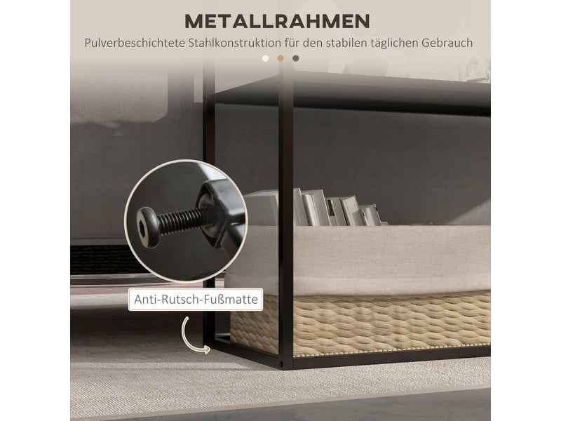  Table console avec 2 niveaux en acier noir 90x30x75 cm  - Conforama E
