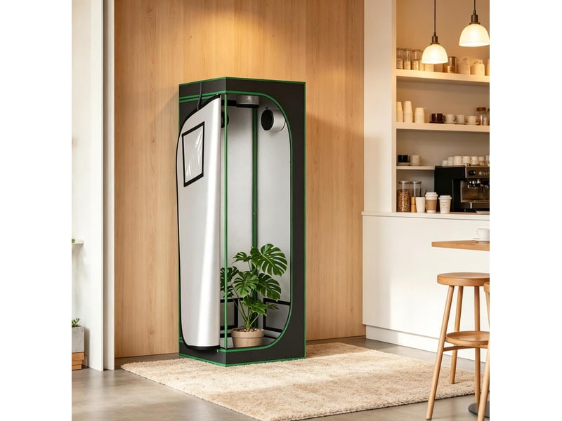  Serre intérieure 60x60x180 cm – noir et vert – tissu oxford 600d occultant, ventilation réglable  - Conforama B