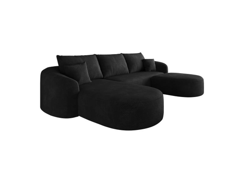 Canapé d'angle en u noir 266 cm – modulable, sans montage, mousse comprimée - Conforama A