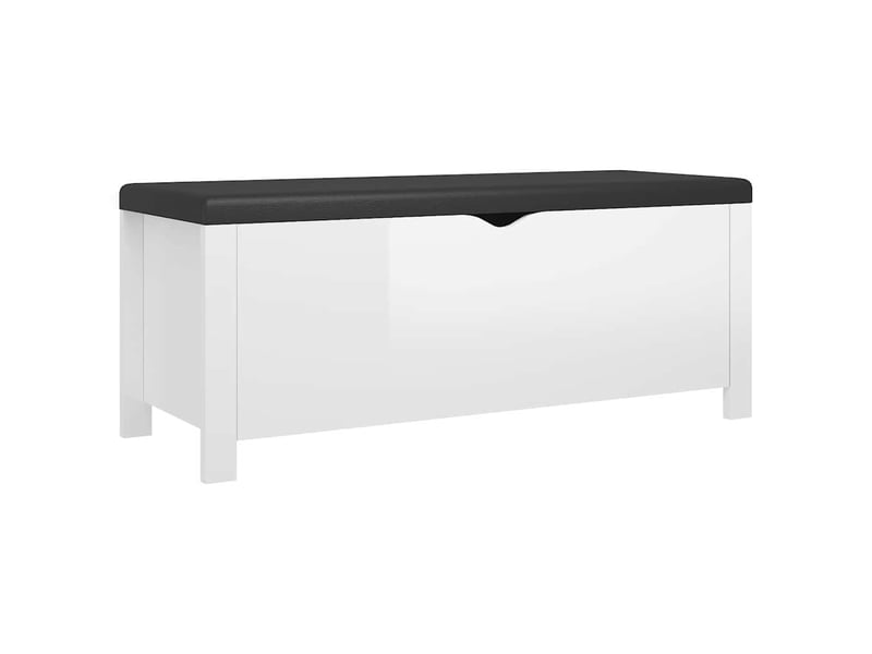  Boîte de rangement, coffre de rangement coussin blanc brillant 105x40x45cm aggloméré  - Conforama A