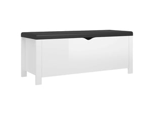 Boîte de rangement, coffre de rangement coussin blanc brillant 105x40x45cm aggloméré
