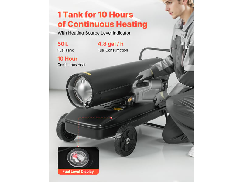  Vevor chauffage à air pulsé kérosène diesel 50 kw, mobile, noir DG-K175 - Conforama D