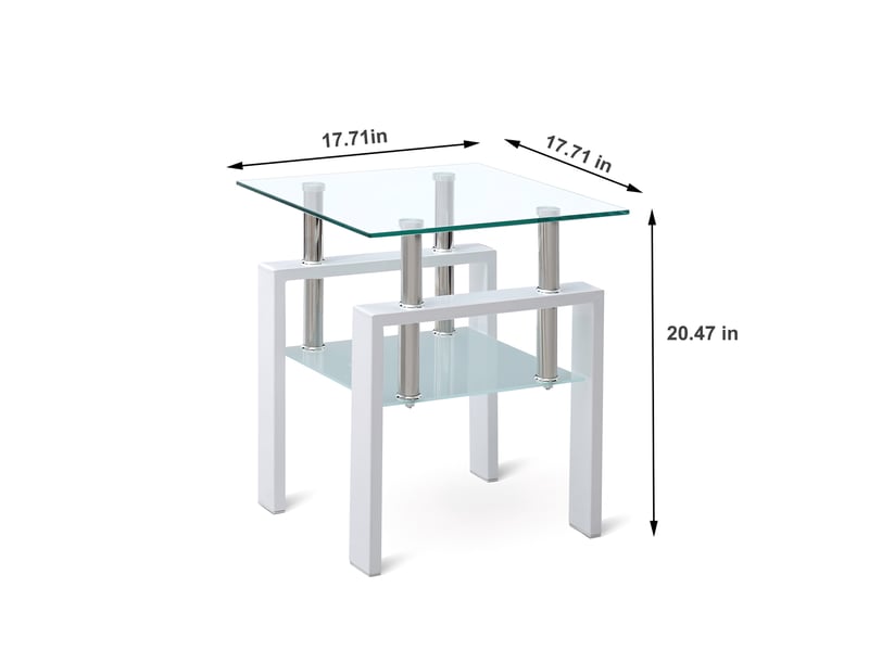  Tables d'appoint en verre trempé 2 niveaux, lot de 2 evryae  - Conforama E