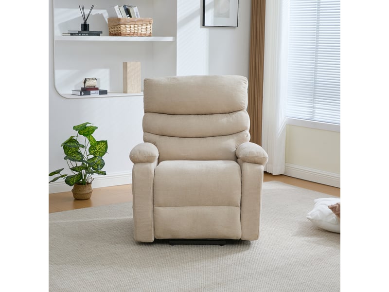 Fauteuil releveur électrique beige clair, fauteuil relax massant avec chauffage, inclinaison motorisée pour le salon - Conforama E
