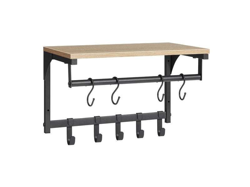  Étagère murale porte-manteau industrielle chêne et noir  - Conforama A