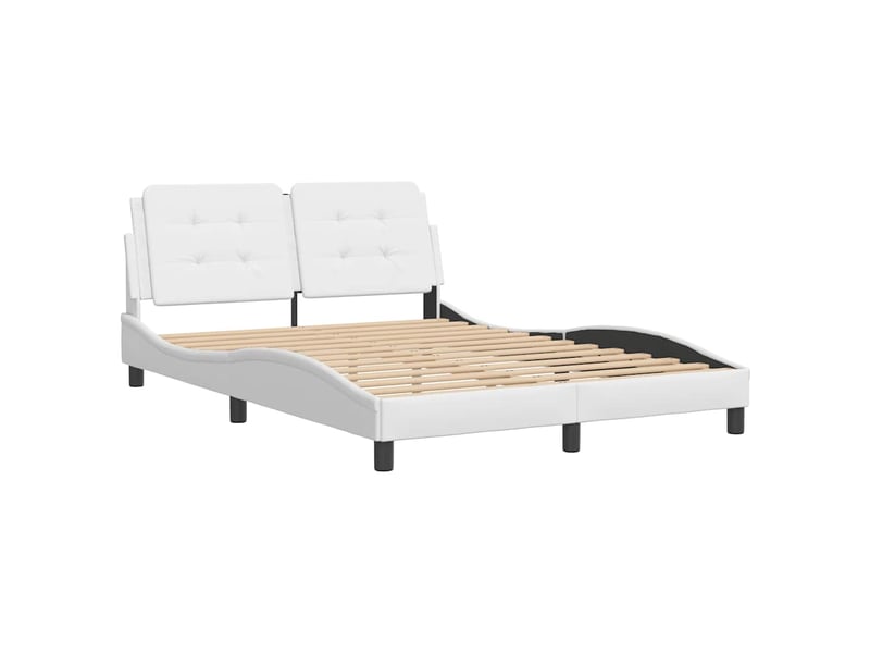  Lit double- lit adulte -  cadre de lit sans matelas zadar blanc 140x190 cm similicuir  - Conforama B