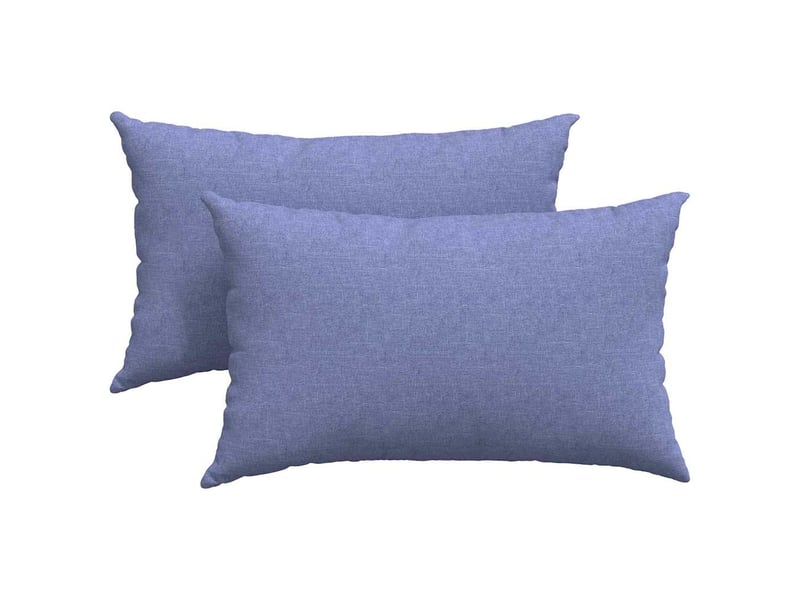  Lot de 2 coussins de canapé, coussins décoratifs tissu bleu denim 50 x 30 cm cf58787  - Conforama A
