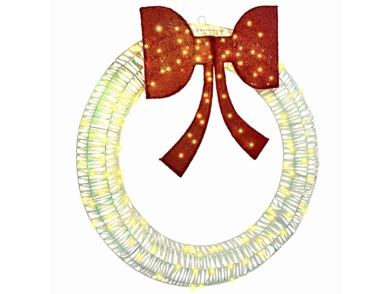  Couronne de noël, décoration de noël blanc chaud 120 x 120 x 10 cm pet 150 led cf61764  - Conforama A
