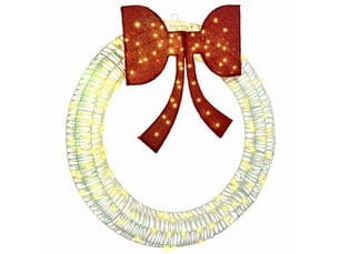 Couronne de noël, décoration de noël blanc chaud 120 x 120 x 10 cm pet 150 led cf61764