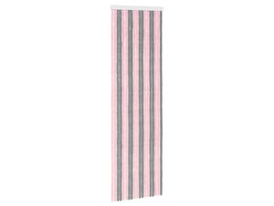 Rideau anti-insectes, moustiquaire en chenille gris argent et rose cf43430