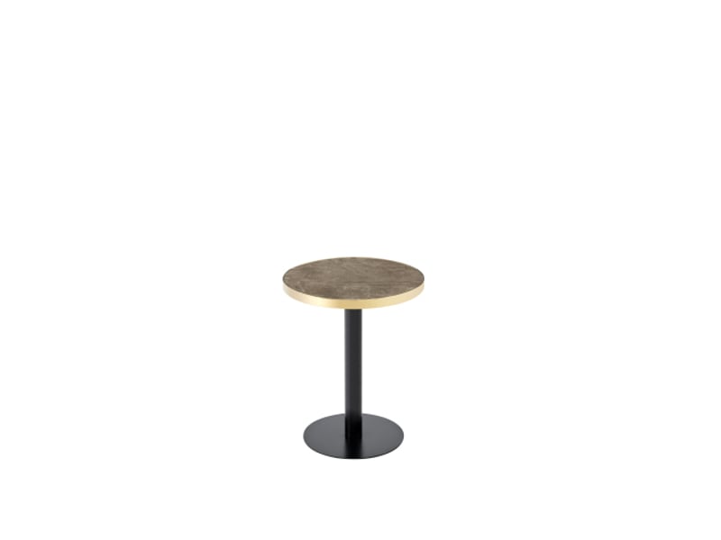  Table d'appoint ronde avec plateau effet marbre et piètement central en métal pour salon, chambre ou balcon, diamètre 60 cm  - Conforama A