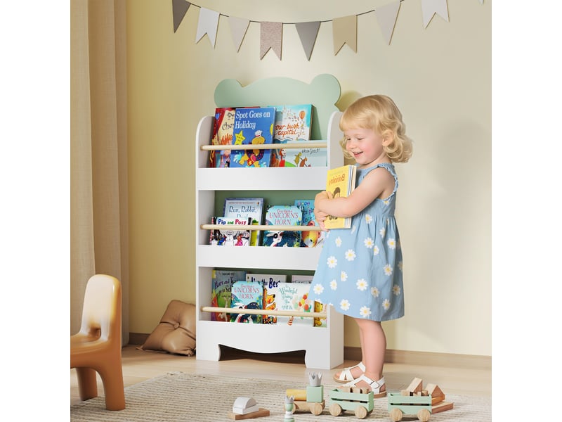 Bibliothèque pour enfant, rangement livre enfant 3 niveaux pour salle de jeux, chambre d'enfant, vert  - Conforama C