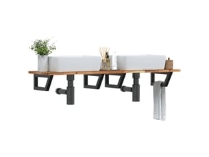Étagère de vasque murale acier et bois massif d'acacia shl4781
