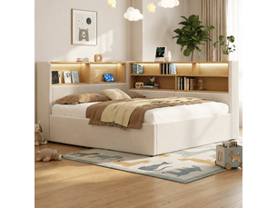 Lit banquette 140x200 cm <strong>MODERNLUXE</strong> <strong></strong> coloris beige
