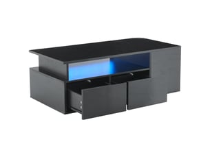 Table basse rectangulaire coloris noir <strong>KORFEE</strong> <strong></strong> - 50 cmx100 cm