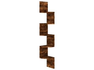 Étagère d'angle flottante, étagère murale chêne fumé 19x19x123cm bois d'ingénierie cf41391