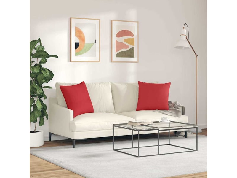 Lot de 2 coussins de canapé, coussins décoratifs tissu rouge 50 x 50 cm cf58944 - Conforama D