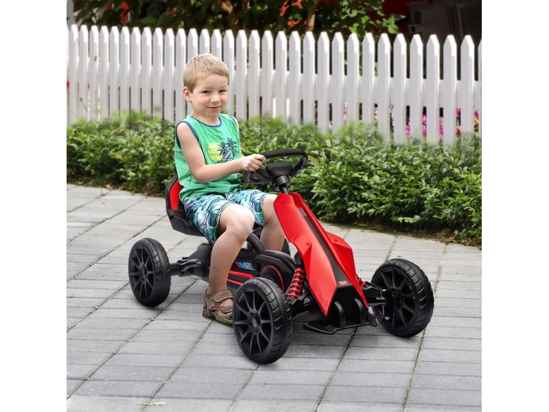  Kart à pédales 100x58x58,5 cm siège réglable plastique rouge  - Conforama B