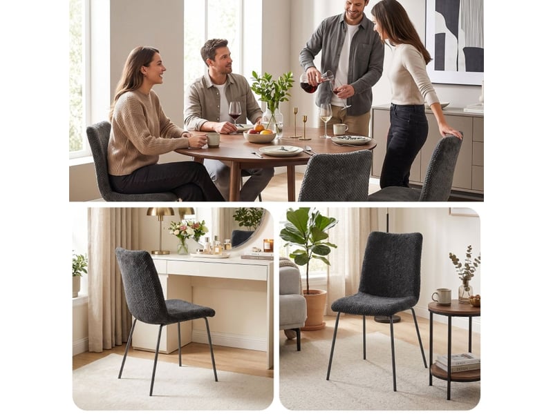  Lot de chaises 2 pièces revêtement en velours chaise repas pieds en métal gris foncé  - Conforama B
