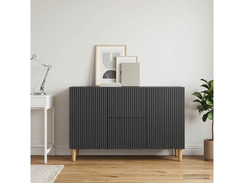 Buffet - bahut - meuble de rangement noir 89 x 34,5 x 60 cm bois d'ingénierie - Conforama B