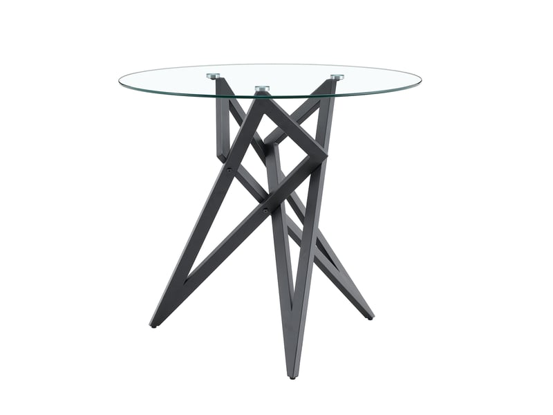  Table basse ronde en verre trempé et métal noir, ø 85 x h 75,7 cm  - Conforama A